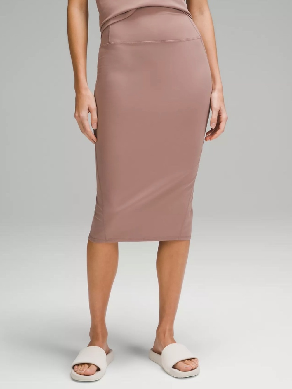 Lululemon Nulu Slim-Fit High-Rise Midi Skirt Size 2 in Brown Retails $88